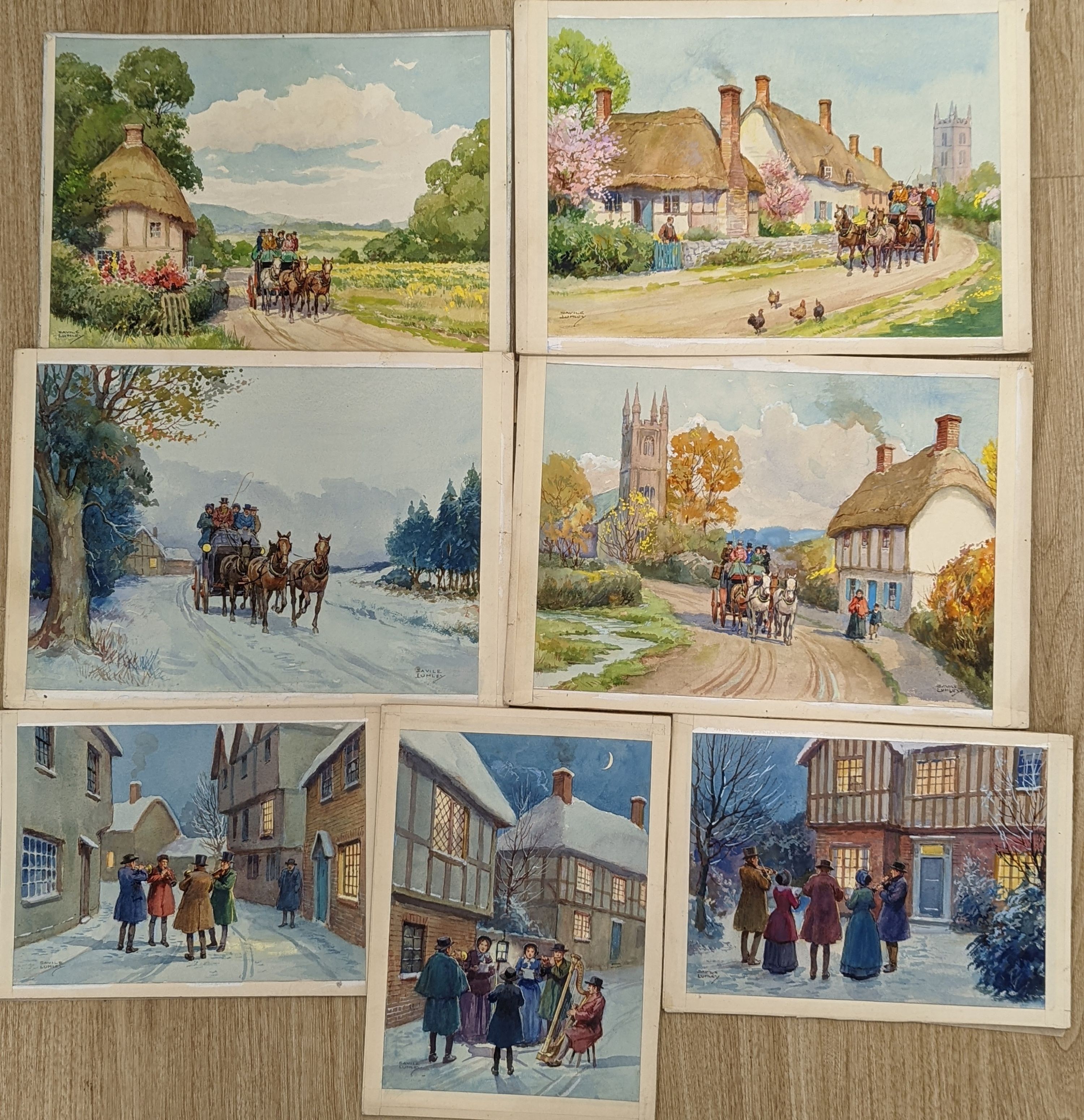 Savile Lumley (1876-1960), seven watercolours, all unframed.